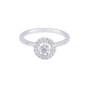 Platinum Round Brilliant Diamond Solitaire with Diamond Halo and Diamond Shoulder, Approx. 1.05ct Total Weight