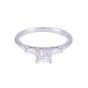 18ct White Gold Princess Cut Diamond Solitaire with Baguette Cut Diamond Shoulders, Approx. 0.70ct Total Weight