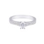18ct White Gold Emerald Cut Diamond Solitaire with Diamond Shoulders, Approx. 0.55ct Total Weight