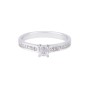 18ct White Gold Emerald Cut Diamond Solitaire with Diamond Shoulders, Approx. 0.50ct Total Weight