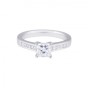 Platinum Princess Cut Diamond Solitaire with Diamond Shoulders, Approx. 0.75ct Total Weight