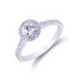 Platinum Round Brilliant 0.50ct Diamond Solitaire Ring with Halo and Shoulders