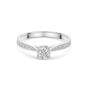 Platinum U-shape Round Brilliant 0.50ct Diamond Solitaire Ring with Pave Set Shoulders