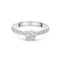 Platinum U-shape Round Brilliant 0.70ct Diamond Solitaire Ring with Pave Set Shoulders