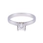 Platinum approx 0.70ct certificated princess cut diamond 4 claw solitaire. Colour F Clarity VVS1