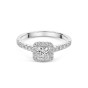 Platinum Princess Cut 0.75ct Diamond Halo Ring with Diamond Shoulders