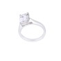 Platinum certificated 2.01ct emerald cut diamond 4 claw solitaire. Colour D Clarity VS1