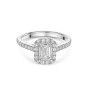 Platinum 0.75ct Emerald Cut Diamond Halo Ring with Shoulders