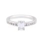 Certificated Platinum 0.75ct Emerald Cut Diamond Solitaire and Diamond Shoulders Ring