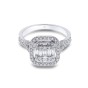18ct White Gold Baguette and Brilliant Cut 1.00ct Diamond Cluster Ring