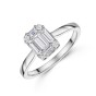 18ct White Gold Baguette and Round Cut 0.56ct Diamond Cluster Ring 