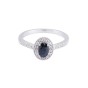 18ct White Gold 0.65ct Oval Sapphire and 0.25ct Diamond Ring