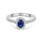 18ct White Gold Oval Cut 0.34ct Sapphire and 0.66ct Diamond Halo Ring