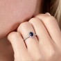 18ct White Gold Oval Cut 0.34ct Sapphire and 0.66ct Diamond Halo Ring