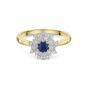 9ct Yellow Gold 0.37ct Round Brilliant Sapphire with Diamond Cluster Halo Ring
