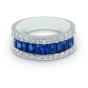 18ct White Gold 1.08ct Baguette Cut Sapphire and 0.61ct Round Brilliant Diamond Full Hoop Eternity Ring