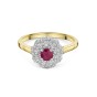 9ct Yellow Gold 0.41ct Round Brilliant Cut Ruby with Illusion Set Diamond Cluster Halo Ring