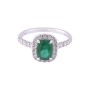 18ct White Gold Cushion Emerald 1.60ct & Diamond 0.60ct Cluster