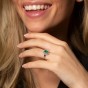 18ct White Gold 0.75ct Oval Cut Emerald and 0.32ct Diamond Ring