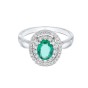 18ct White Gold 0.75ct Oval Cut Emerald and 0.32ct Diamond Ring