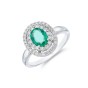 18ct White Gold 0.75ct Oval Cut Emerald and 0.32ct Diamond Ring