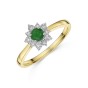 9ct Yellow Gold Round Brilliant 0.28ct Emerald and Diamond Cluster Halo Ring