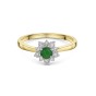 9ct Yellow Gold Round Brilliant 0.28ct Emerald and Diamond Cluster Halo Ring