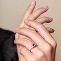 9ct White Gold 0.75ct Amethyst and 0.10ct Diamond Ring