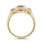 9ct Yellow Gold Octagonal Amethyst Bezel Set 3 Stone 1.25ct Ring