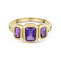9ct Yellow Gold Octagonal Amethyst Bezel Set 3 Stone 1.25ct Ring