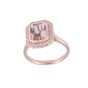 18ct Rose Gold Emerald Cut Morganite and 0.20ct Diamond Cluster Ring