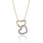 9ct 2 Colour Gold Brilliant Cut 0.06ct Diamond Double Heart Pendant