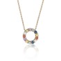 9ct Yellow Gold Brilliant Cut 0.37ct Rainbow Sapphire and Diamond Circle Necklace