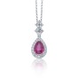 9ct white gold pear ruby 0.75ct and diamond 0.25ct fancy drop pendant