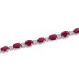 9ct White Gold 6.65ct Oval Cut Ruby & Diamond Bracelet