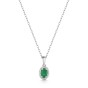 9ct White Gold Oval Cut Emerald 0.40ct and Diamond 0.08ct Halo Pendant