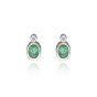 9ct Yellow Gold Diamond and 0.06ct Emerald Bezel Set Earrings