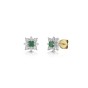 9ct Yellow Gold 0.23ct Round Brilliant Emerald with Diamond Cluster Halo Earrings