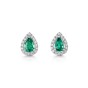 18ct White Gold 0.68ct Diamond And 0.22ct Emerald Pear Halo Earrings