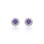 9ct White Gold Amethyst  and Diamond 0.17ct Halo Stud Earrings