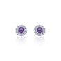 9ct White Gold Diamond 0.17ct and Amethyst Halo Earrings