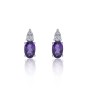 9ct White Gold Diamond 0.17ct and Amethyst Earrings