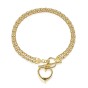 9ct Yellow Gold Heart 2-Strand Belcher Chain T-Bar Bracelet