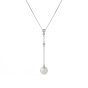 9ct White Gold Pearl And Diamond 0.08ct Long Drop Pendant