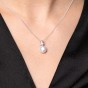 9ct White Gold pearl Oval Cubic Zirconia Pendant