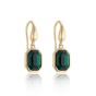 Silver Yellow Gold Plated Green Cubic Zirconia Octagon Drop Earrings