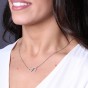 Silver Cubic Zirconia Double Heart Necklace