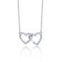 Silver Cubic Zirconia Double Heart Necklace