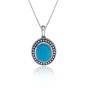 Sterling Silver Turquoise Fancy Milgrain Pendant