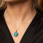 Sterling Silver Turquoise Fancy Milgrain Pendant